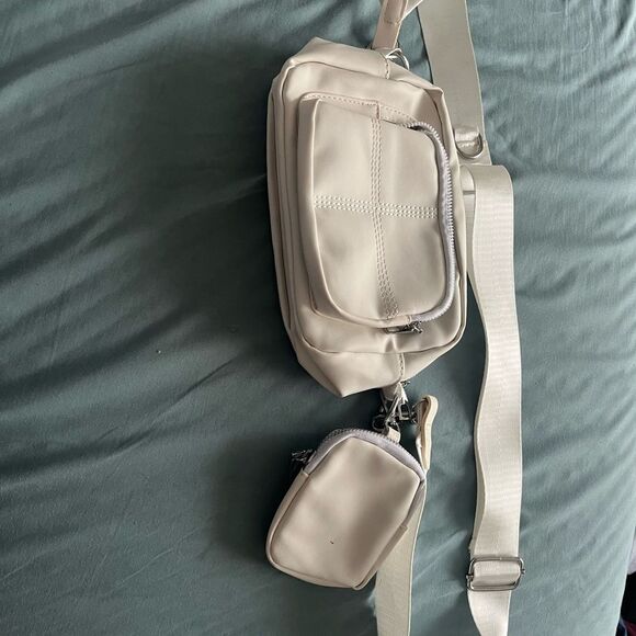 White Crossbody Bag with Small Pouch - Picture 1 of 7